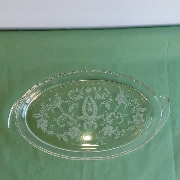 Vintage Viking Martinsville Etched Glass Set of 3 Creamer & Sugar Tray S… - Picture 6 of 8